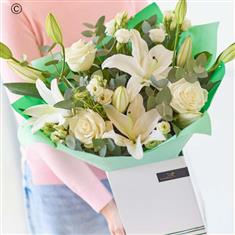 White Rose and Lily Bouquet