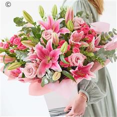 Large Pretty Pink Rose and Lily Bouquet