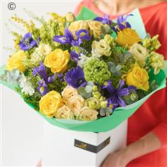 Large Rose and Iris Hand-tied