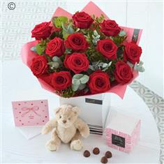 Valentine's 12 Red Rose Gift Set